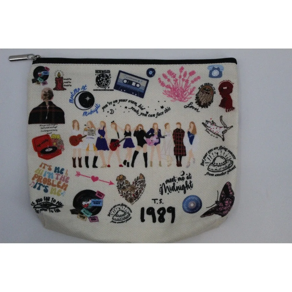 Taylor Swift Eras Canvas Zipper Pouch Makeup Bag 1989 Midnights Fan Merchandise